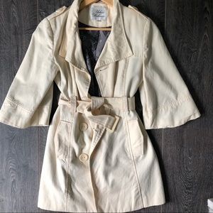 Cream button belted coat floral lined